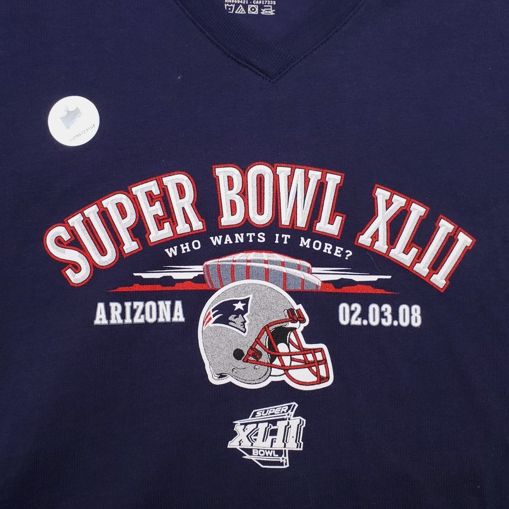 New England Patriots Shirt Womens Medium Navy Blue Superbowl XLII Reebok NWOT - Picture 2 of 8